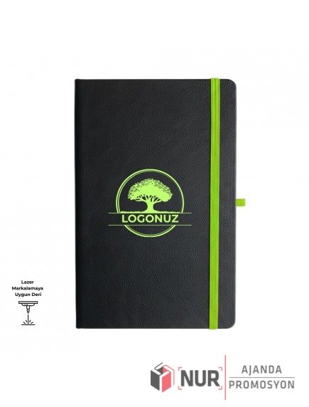 Termo Deri Kapaklı Lazer Baskıya Uygun Tarihsiz Lastikli Defter
